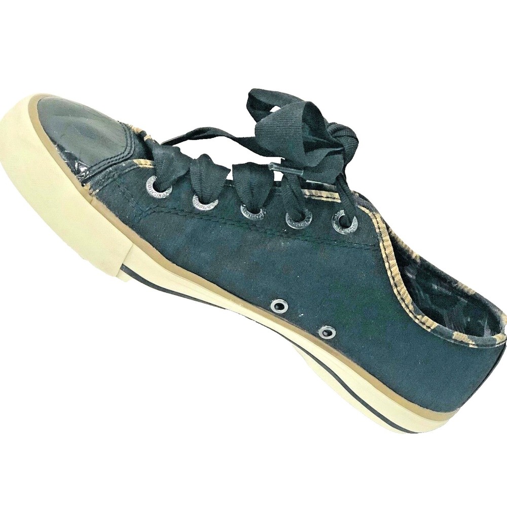 Brighton Womens‎ Safari Sneakers Shoes Black Fabric Leather Animal Print 8 B